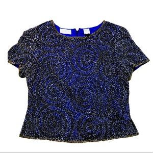 Vintage Scala Silk Beaded Top Size Large